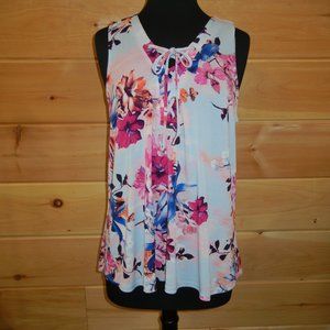 Jennifer Lopez Womens Flowy Floral Top Size M Blue